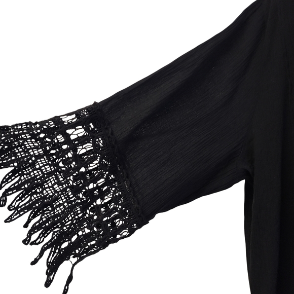swimsuitsforall Women's Plus Size Crochet Trim Cover Up Black Size Large - Picture 9 of 13